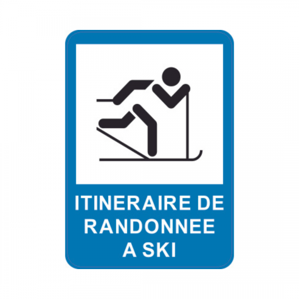 Panneau d'info rectangle Sticker 35x50cm "Itinéraire de randonnée à ski" REC-STI209